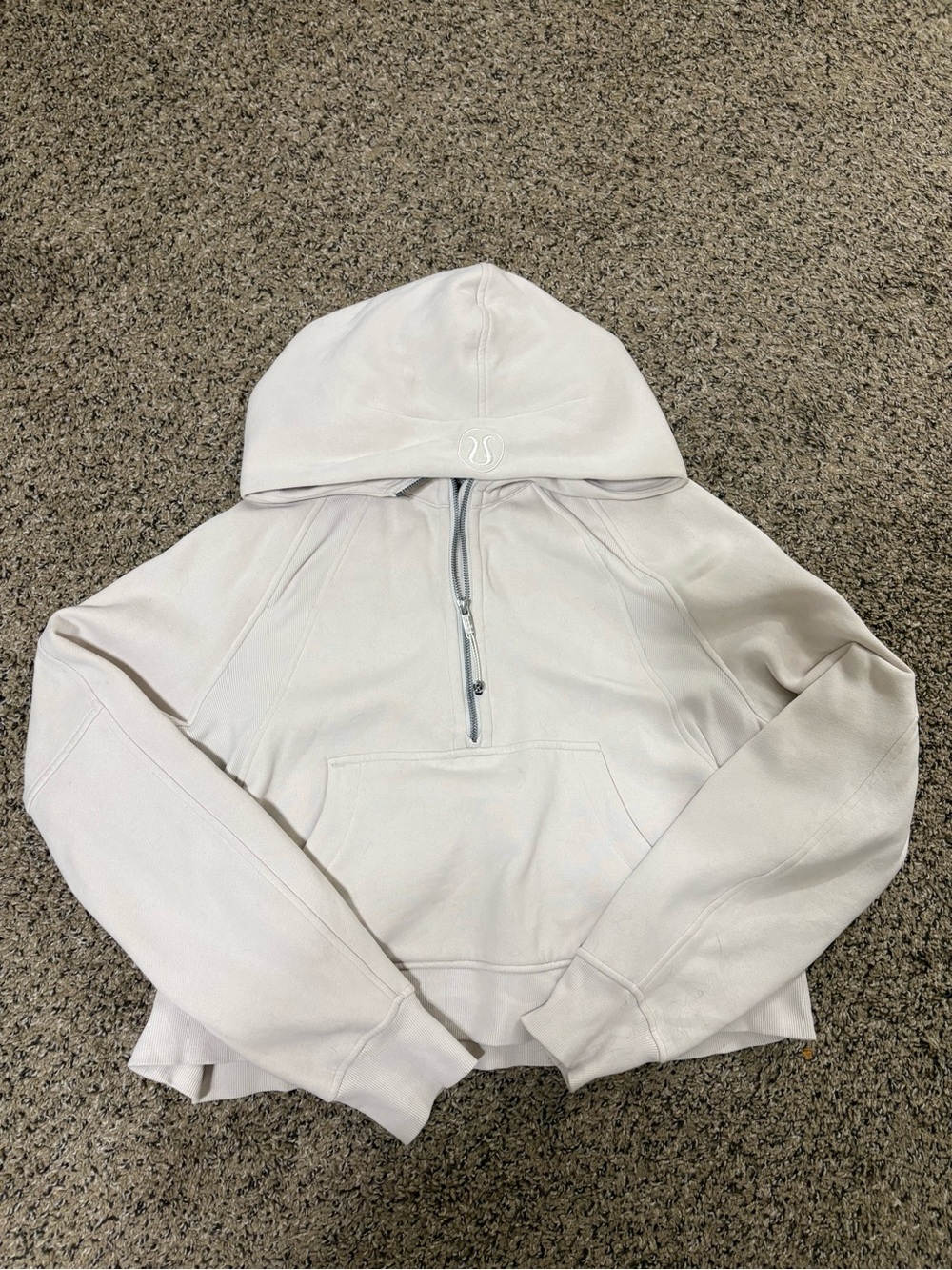 lululemon athletica Womens Light Beige  Quarter Zip Scuba Hoodie